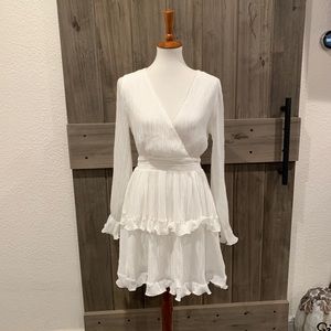 NWT Chiffon Ruffle Long Sleeve Dress